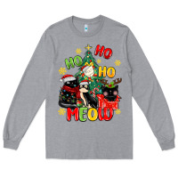 Heather Grey ho ho ho meow Long Sleeve Tee - MaliasSmallBusiness