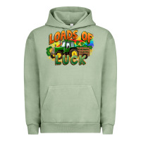 Pigment Oil Green Loads of luck with tractor St. Patricks Day Urban Hoodie - FaDigitalArtStudio