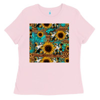Bubblegum Pink sunflower cowhide mom seamless pattern Ladies Tee - HRA Design Shop