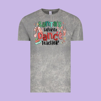 Santa's Favorite Dance Teacher Vintage Tee Designed By Maliassmallbusiness
