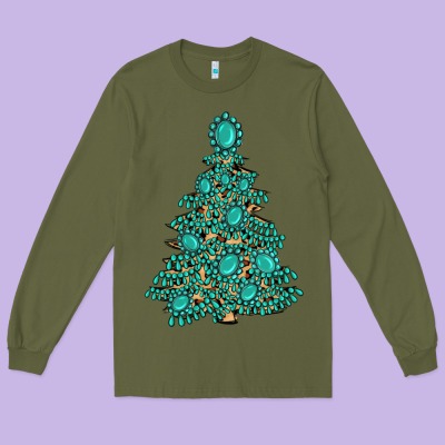 Christmas Tree With Gemstones Long Sleeve Tee Designed By Maliassmallbusiness