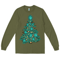 Army Green christmas tree with gemstones Long Sleeve Tee - MaliasSmallBusiness