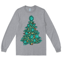 Heather Grey christmas tree with gemstones Long Sleeve Tee - MaliasSmallBusiness