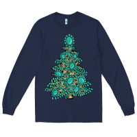 Navy christmas tree with gemstones Long Sleeve Tee - MaliasSmallBusiness