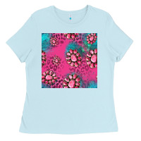 Baby Blue pink turquoise gemstoes seamless pattern Ladies Tee - HRA Design Shop