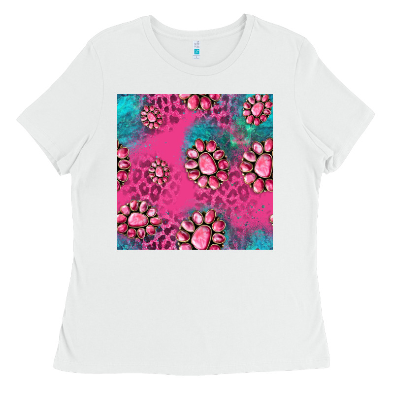 Pink Turquoise Gemstoes Seamless Pattern Ladies Tee by HRA Design Shop | Teevron