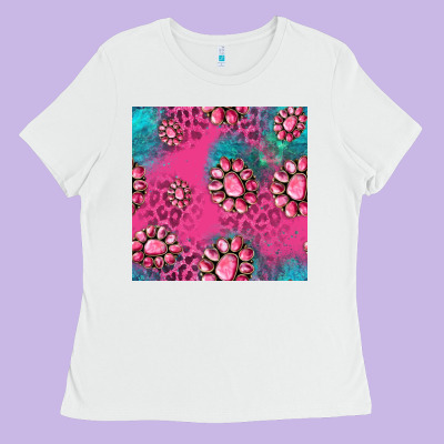 Pink Turquoise Gemstoes Seamless Pattern Ladies Tee Designed By Hra Design Shop