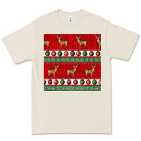 Bone christmas deer and ornaments seamless pattern Premium Tee - BundleAndBundleShop