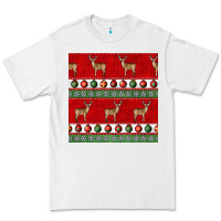 White christmas deer and ornaments seamless pattern Premium Tee - BundleAndBundleShop