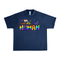 Navy we are all human Urban Heavy Tee - MaliasSmallBusiness