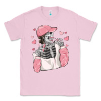 Bubblegum Pink skeleton girl valentine's day Classic Tee - MaliasSmallBusiness