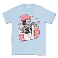 Dusty Blue skeleton girl valentine's day Classic Tee - MaliasSmallBusiness