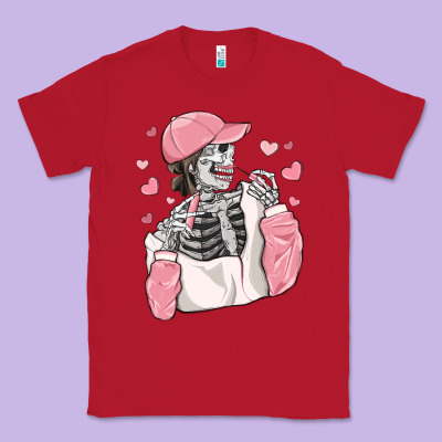 Skeleton Girl Valentine's Day Classic Tee Designed By Maliassmallbusiness