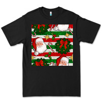 Black christmas  santa clause and ornaments seamless  pattern Premium Tee - BundleAndBundleShop