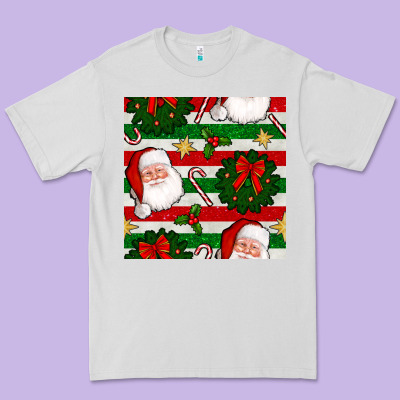 Christmas  Santa Clause And Ornaments Seamless  Pattern Premium Tee Designed By Bundleandbundleshop