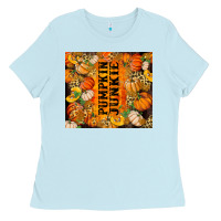 Baby Blue Pumpkin Junkie Ladies Tee - RanaPortraitStore