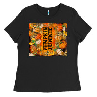 Black Pumpkin Junkie Ladies Tee - RanaPortraitStore