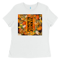 White Pumpkin Junkie Ladies Tee - RanaPortraitStore