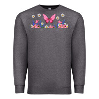 Charcoal Heather butterflies and flowers Premium Sweatshirt - TumblerDesignByShophia