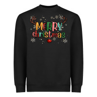 Black merry christmas raindeerr Heavyweight Sweatshirt - MaliasSmallBusiness