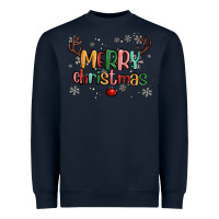 Navy merry christmas raindeerr Heavyweight Sweatshirt - MaliasSmallBusiness