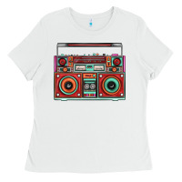 White Boombox Ladies Tee - FaDigitalArtStudio