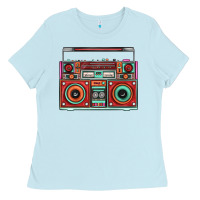 Baby Blue Boombox Ladies Tee - FaDigitalArtStudio