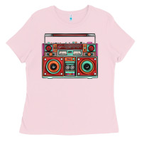 Bubblegum Pink Boombox Ladies Tee - FaDigitalArtStudio