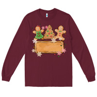 Burgundy costom name christmas cookie Long Sleeve Tee - MaliasSmallBusiness