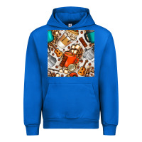 Cobalt camping coffee cups marshmallow and moka pot with leopard seamless pat Urban Hoodie - BundleAndBundleShop