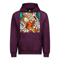 Mauve Wine camping coffee cups marshmallow and moka pot with leopard seamless pat Urban Hoodie - BundleAndBundleShop