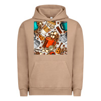 Pigment Burro camping coffee cups marshmallow and moka pot with leopard seamless pat Urban Hoodie - BundleAndBundleShop