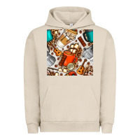Pigment French Oak camping coffee cups marshmallow and moka pot with leopard seamless pat Urban Hoodie - BundleAndBundleShop