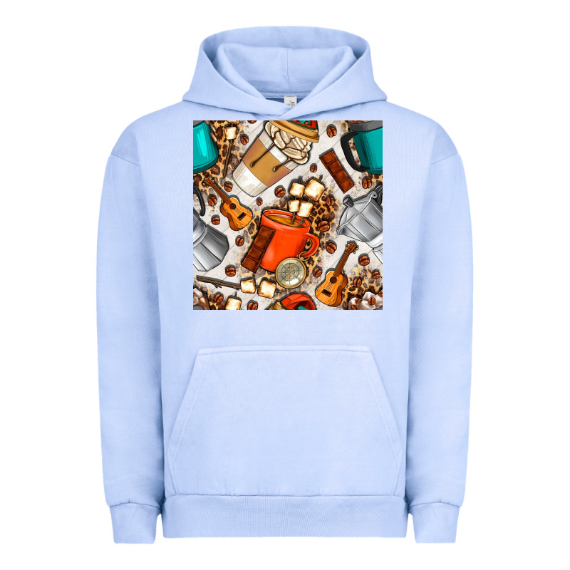 Camping Coffee Cups Marshmallow And Moka Pot With Leopard Seamless Pat Urban Hoodie by BundleAndBundleShop | Teevron