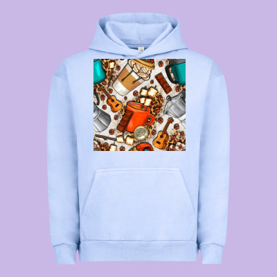 Camping Coffee Cups Marshmallow And Moka Pot With Leopard Seamless Pat Urban Hoodie Designed By Bundleandbundleshop