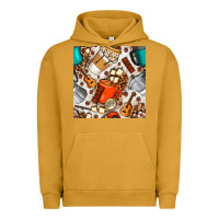 Pigment Peanut Butter camping coffee cups marshmallow and moka pot with leopard seamless pat Urban Hoodie - BundleAndBundleShop