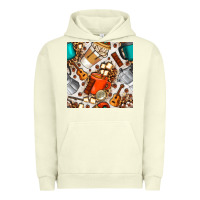 Pigment Pistachio camping coffee cups marshmallow and moka pot with leopard seamless pat Urban Hoodie - BundleAndBundleShop