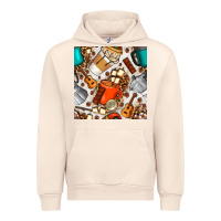 Sandshell camping coffee cups marshmallow and moka pot with leopard seamless pat Urban Hoodie - BundleAndBundleShop