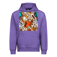 Tulip camping coffee cups marshmallow and moka pot with leopard seamless pat Urban Hoodie - BundleAndBundleShop