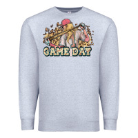 Heather Grey game day baseball leopard Premium Sweatshirt - HowdyJamesFarm