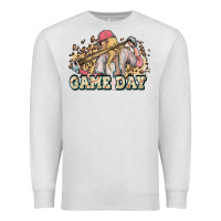 Oatmeal Heather game day baseball leopard Premium Sweatshirt - HowdyJamesFarm