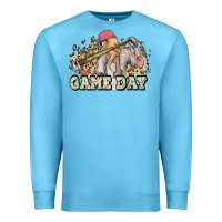 Ocean Blue game day baseball leopard Premium Sweatshirt - HowdyJamesFarm