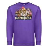 Purple game day baseball leopard Premium Sweatshirt - HowdyJamesFarm