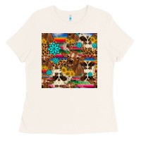 Bone western sunflower bucket cow seamless pattern Ladies Tee - HRA Design Shop