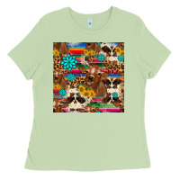 Matcha western sunflower bucket cow seamless pattern Ladies Tee - HRA Design Shop