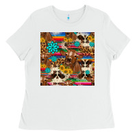 White western sunflower bucket cow seamless pattern Ladies Tee - HRA Design Shop