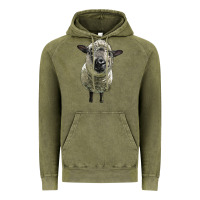 Vintage Olive hampshire sheep head Vintage Hoodie - LillyAllenDesigns
