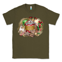 Army Green Christmas Elf Classic Tee - CowhideDigitalArt