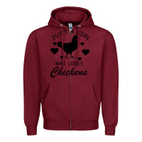 Burgundy Just A Girl Who Love Chickens Zipper Hoodie - Bettercallsaul