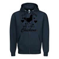 Navy Just A Girl Who Love Chickens Zipper Hoodie - Bettercallsaul